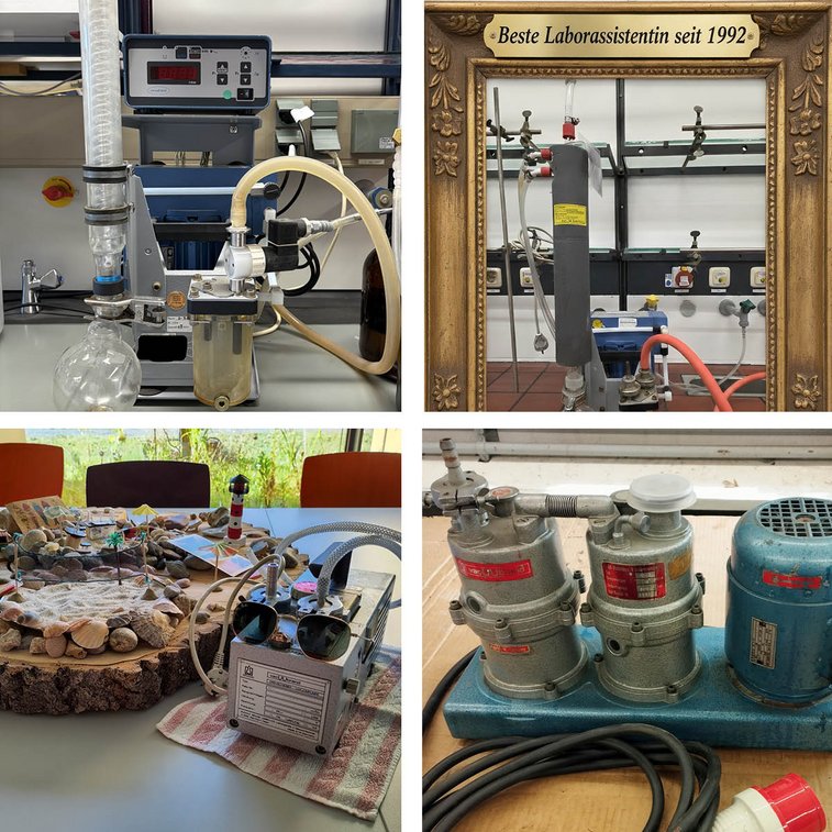 4 photos of vacuum pumps from the "Oldie but a goodie" challenge