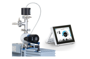 VACUU·SELECT package for fine vacuum control with sensor and setting down to 0.001 mbar mounted on a rotary vane pump